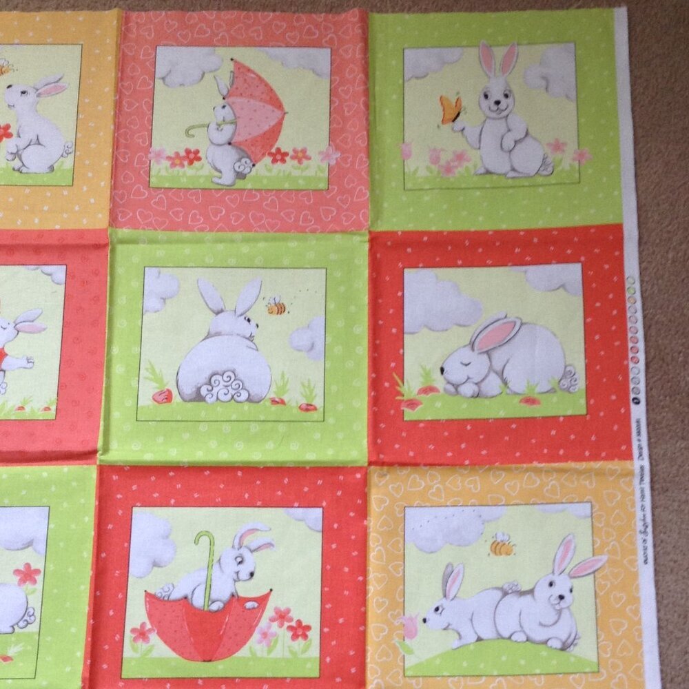 World of Susybee Design # SB20181 Cotton Fabric Panel Bunny Rabbits Quilting - Picture 4 of 5